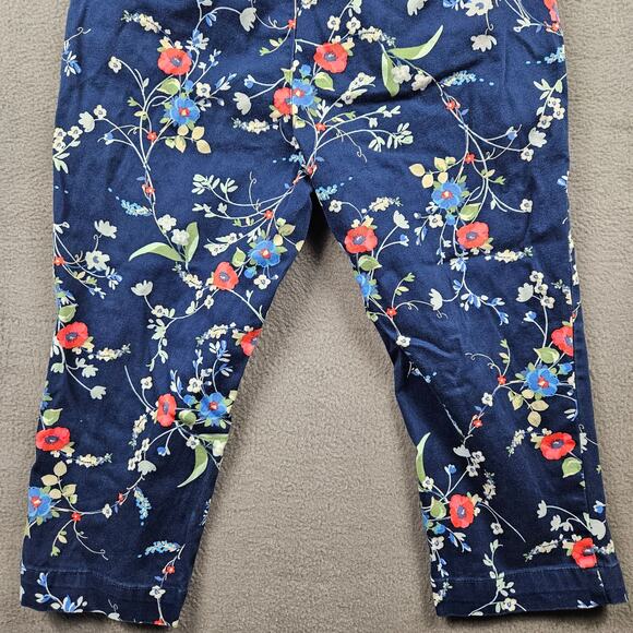 Floral Capri Pants St Johns Bay Size 8 Blue Red Garden Cottage Spring - Picture 7 of 8
